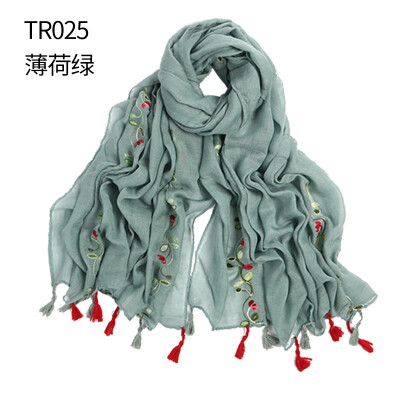 

2017 new embroidery cotton&linen scarves scarf national wind retro national wind hanging scarf shawl wholesale