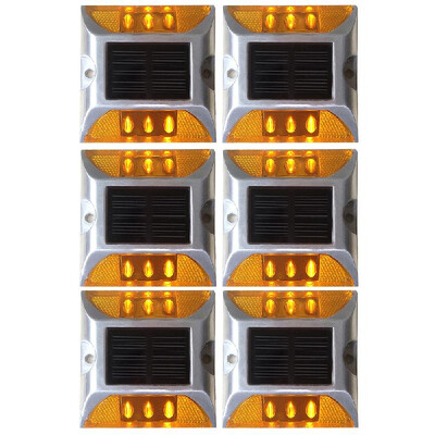 

Solar Deck Lights 6-LED Driveway Light Aluminum Waterproof Outdoor Path Road Stairs Step Ground Lamp for Pathway Garden Patio Yard