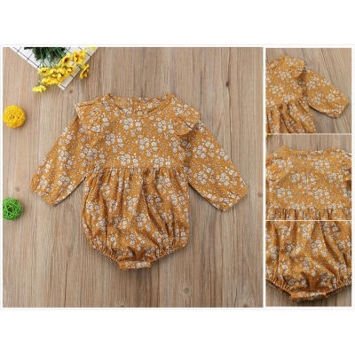 

Tops Newborn Infant Baby Girls Floral Romper Bodysuit Autumn Clothes Outfits