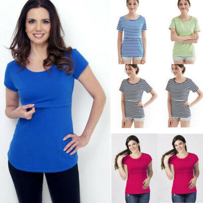 

Women Stripe Pregnant Maternity Nursing Tops Breastfeeding Casual T-Shirt Blouse
