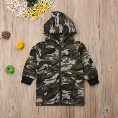 

Camouflage Dinosaur Hooded Kids Baby Boys Clothes Zipper Hoodie Jackets