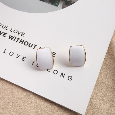 

2019 latest design brand creative literary fan drop glaze earrings generous minimalist earrings gifts for women