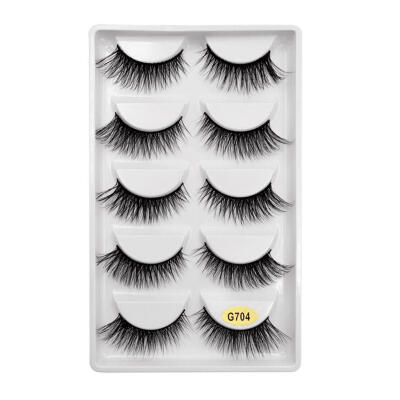 

5pairs 3D Mink False Eyelashes ​Thick Handmade Long Slender ​Fake Eyelashes