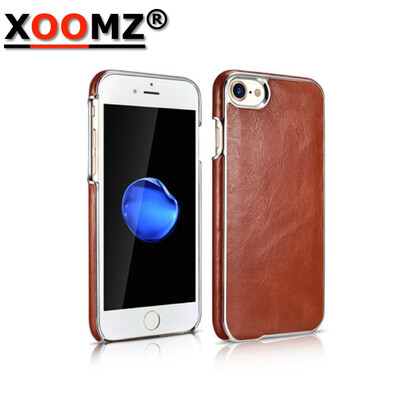 

For iPhone 7 plus 55 Original 2017 brand natural cow skin leather vintage Retro electroplating back cover case