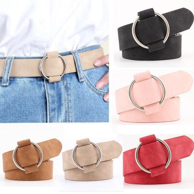 

New Women Lady Vintage Metal Boho Leather Round Buckle Waist Belt Waistband UP