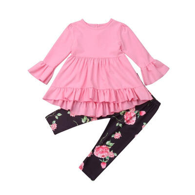 

Toddler Kid Baby Girl Ruffle Clothes Tops ShirtFloral Pants 2Pcs Outfits Set