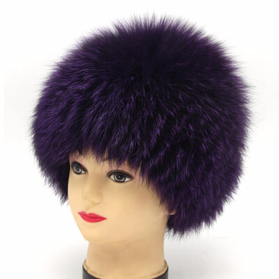 

2018 hot sale natural silver fox fur female winter hat knit hat female fox fur hat bomber hat female outdoor warm ear winter disco