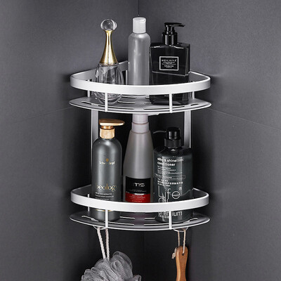 

Jiebi World Space Aluminum Bathroom Shelf Triangle Bathroom Corner Free Punch Double Layer