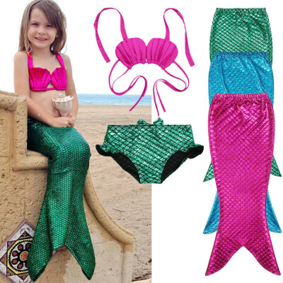 

Kids Girls Swimmable Mermaid Tail Sea-maid Bikini Swimwear Swimming Costume