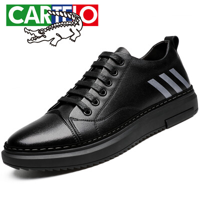 

Cartier crocodile CARTELO Korean version of the trend of mens shoes breathable leather shoes low to help tie outdoor casual shoes wild shoes 8276 black 44