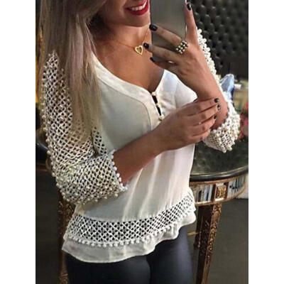

UK Womens Long Sleeve Casual Loose Blouse Top Ladies OL Work T Shirts Tee Tops