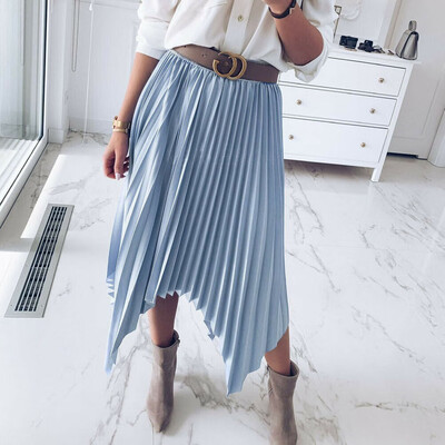 

Summer Holiday Women Pleated Skirt Casual Elastic Waist Tail Long Midi Dress