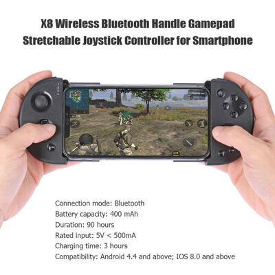 

X8 Black Wireless Bluetooth Handle Gamepad Stretchable Joystick Controller for Xiaomi Iphone Extendable Gamepad for Android IOS