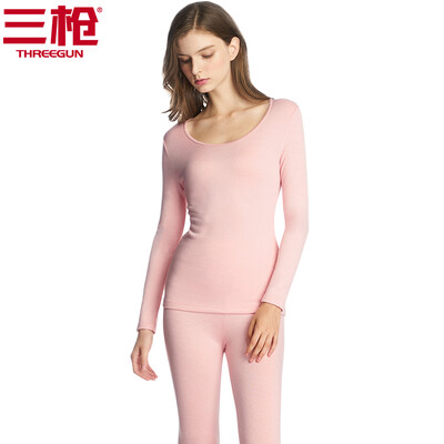 

Three guns THREEGUN thermal underwear for men&women autumn&winter new wool solid color Wei cold velvet thickening couple warm suit mens deep Tibetan green 2XL