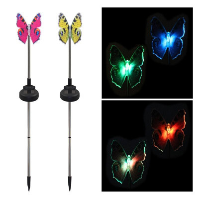 

2 Pack LED Solar Garden Stake Light Multi Color-Changing Butterfly Dragonfly Hummingbird Garden Decoration Figurines Lights Outdoo