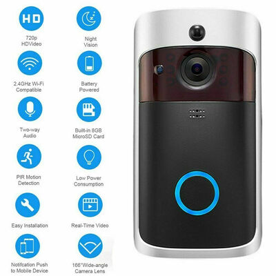 

Wireless WiFi Remote Video Door Camera Phone Doorbell Intercom PIR Security Bell