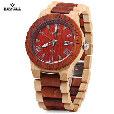 

Bewell ZS - W109B Quartz Men Watch Wooden Band Date Wristwatch