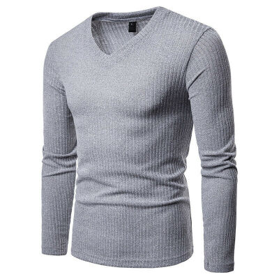 

SUNSIOM Mens V-Neck Sweaters Long Sleeve Solid Color Slim Fit Knited Pullover Winter Undershirt