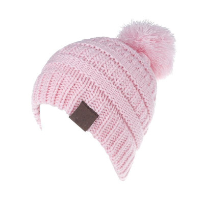 

Children Warm Winter Wool Knit Beanie Fur Pom Bobble Beret Hat Crochet Ski Cap