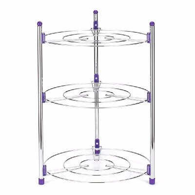 

Kitchen Pot Rack Crock Pot Shelf Chrome-Plated 3 Tier Round Shelf Storage Tower Crock Pot Heat Insulation Pot Holder