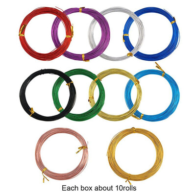 

PH PANDAHALL 10 Rolls 20 Guage Aluminum Wire Jewelry Craft Making Beading Craft Wire 10 Colors 65 Feet Each