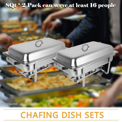 

5QT8QT Full Size Stainless Steel Chafing Dish with Water Pan&Chafing Fuel Holder Complete Chafer Set