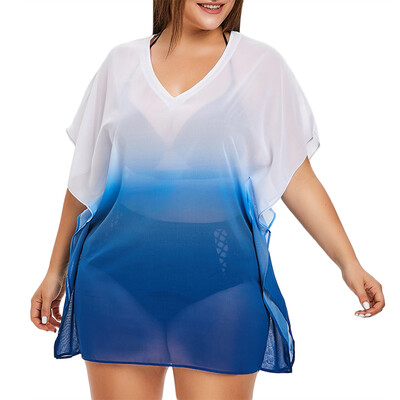 

Plus Size Ombre See Through Cover Up