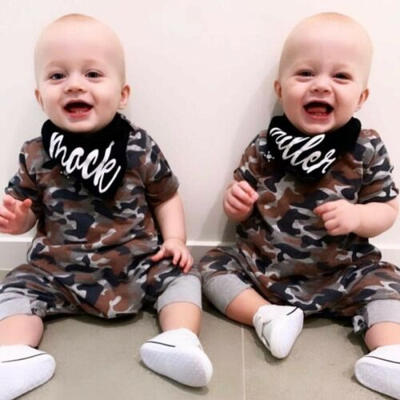 

US Newborn Baby Girl Boy Camouflage RomperBibs Cotton Jumpsuit Outfits Clothes