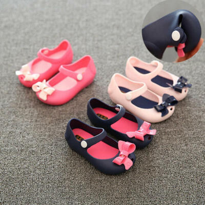 

UK Infant Baby Girls Kids Princess Non-Slip Plastic Bow Summer Buckle Shoes 1-6Y