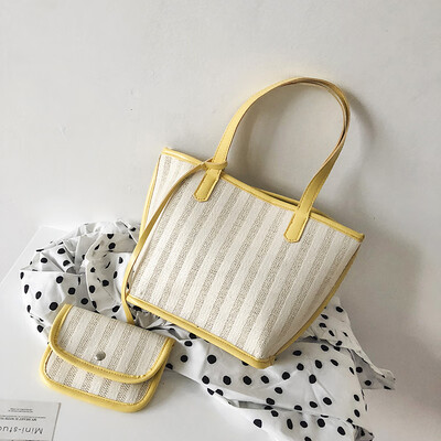 

2019 new wave Korean version of the high-end sense of the ocean handbag female wild striped knit mother bucket shoulder bag