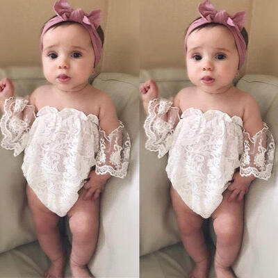 

Infant Baby Girls Lace Off Shoulder Romper Bodysuit Jumpsuit Outfits Sunsuit USA