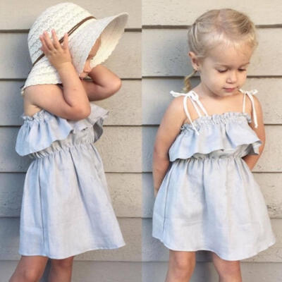 

Toddler Baby Girls Sleeveless Dress Party Princess Ruffle Summer Dress