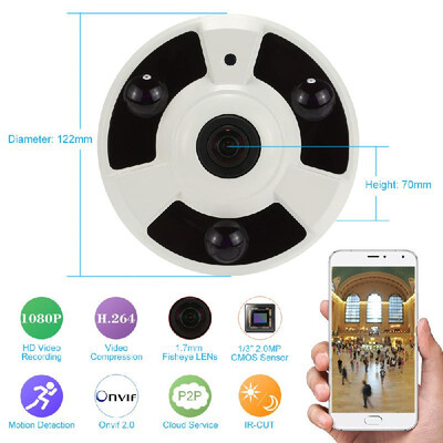 

KKmoon H264 HD 1080P 17mm Fisheye 360¡ãPanoramic IP Camera CCTV Security Home Surveillance