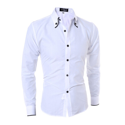

Fashion Edging Striped Lining Men\s Slim Casual Long-Sleeved Shirt