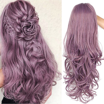 

〖Follure〗Lace Front Womens Fashion Wig Purple Synthetic Hair Long Wigs Wave Curly Wig