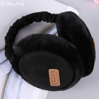 

St Susanna earmuffs female students cute winter thickening fluff earmuffs adjustable warm earmuffs ear warm ear tweezers collapsible S18M6782 black