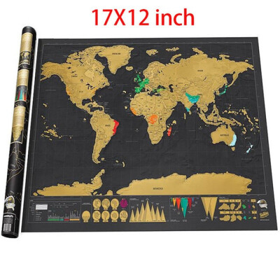 

Travel World Map Scratch Off Word With Flags & US States Scratch World Map Wall Stickers Home Decoration Accessories 825cm