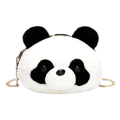 

Cute Plush Panda Shoulder Bags Women Girls Chain Zipper Messenger Clutch