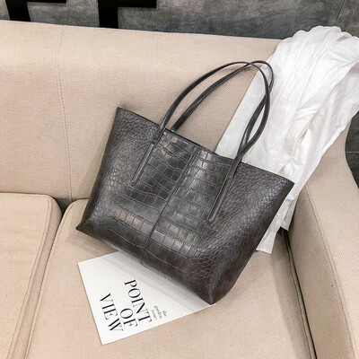 

Spring&summer big bag female 2019 new Korean version of the sleek minimalist stone pattern casual wild large capacity single shoulder bag