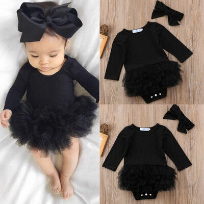 

Cute Newborn Baby Girl Tutu Romper Jumpsuit Bodysuit Dress Clothes Headband Outfit Sets
