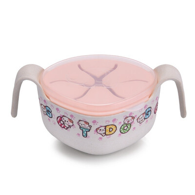 

Bamboo fiber tableware Baby feeding tableware with straw silicone cover baby food bowl box