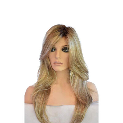 

European&American fashionable wig ladies in the long curly hair eight words bangs long curly hair wig head cover