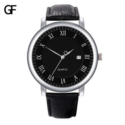 

Gobestart New Fashion High-End Mens Quartz Letter Watch Leather Strap Mens Watch