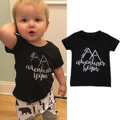 

Toddler Baby Boys Kids Letter Print T-shirts Tops Casual Shirts Cotton Short Sleeve Tees 1-6T