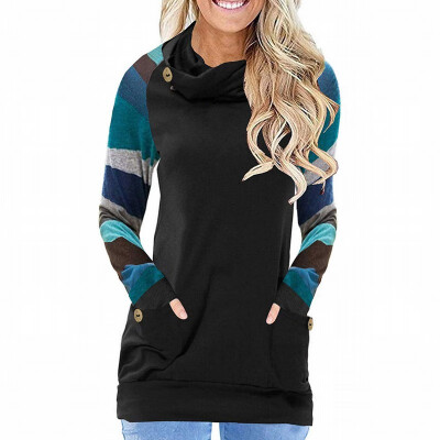 

womens sweatshirt collar long-sleeved slim striped sweatshirt