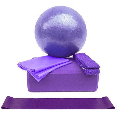 

5pcs Yoga Equipment Set Include Yoga Ball Yoga Blocks Stretching Strap Resistance Loop Band Exercise Band