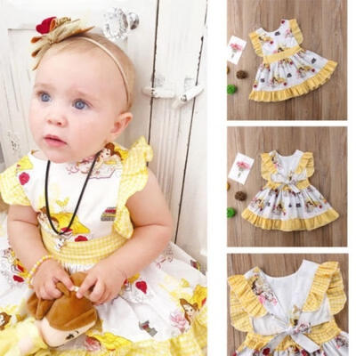 

Newborn girl princess print skirt yellow