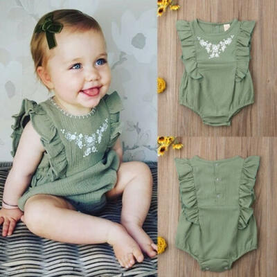

Newborn Baby Girls Cute Ruffle Sleeveless Romper Bodysuit Tops Jumpsuit Sunsuit Outfits Clothes Summer
