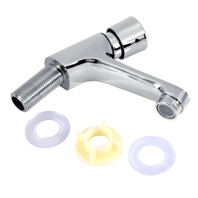 

Public Ktchen Bathroom Chrome Plated Self Closing Water Saving Time Delay Basin Sink Tap Faucet Sink Faucet Sink Tap