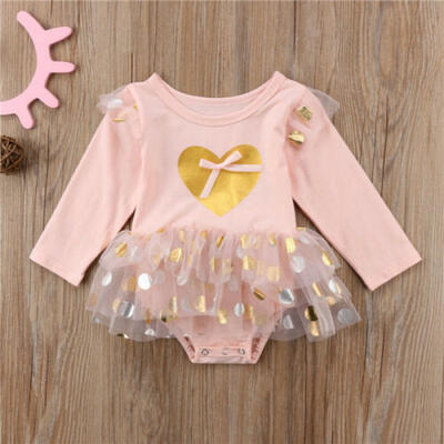 

Kids Newborn Baby Girls Dress Long Sleeve Tops Romper Tutu Skirt set Outfit